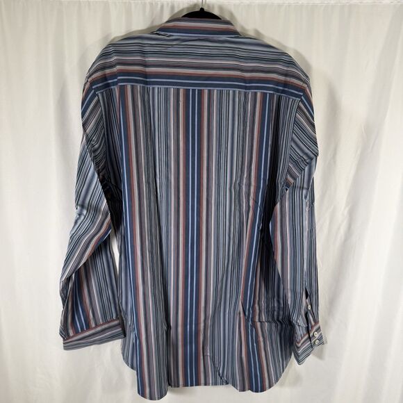 New Tommy Bahama Dress Shirt Men's L Blue Striped Long Sleeve Button Up Cotton - Picture 10 of 12